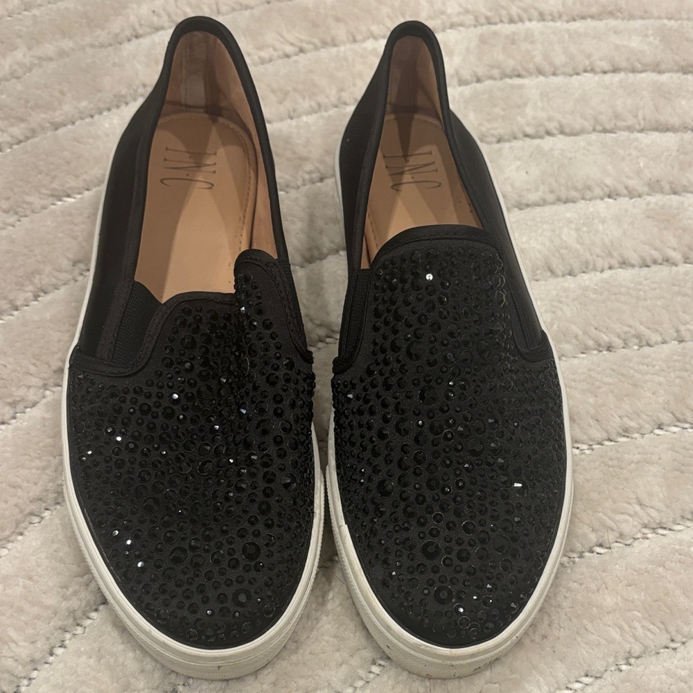 INC International Concepts Black Crystal Slip-On Sneakers